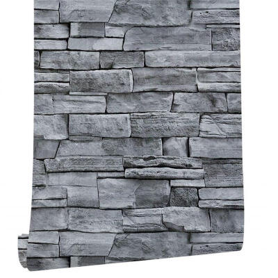 

Peel & Stick Wallpaper Dark Grey StoneBrick Pattern Self Adhesive Removable Wallpaper Home DecorativeLength 3m