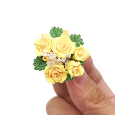 

Tailored Mini Dollhouse Miniature Green Plant Rose in Pot Fairy Garden Accessory