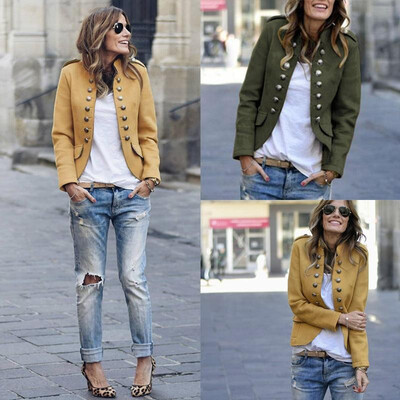 

Cross-border for 3 colors hot sale explosions 2019 autumn&winter fashion button suit jacket factory spot ArmyGreen