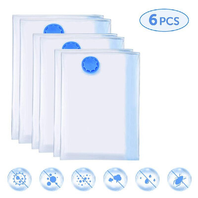 

6pcs Vacuum Storage Bag Reusable Space Saver Bag with Pump for Bedding Pillow Clothes