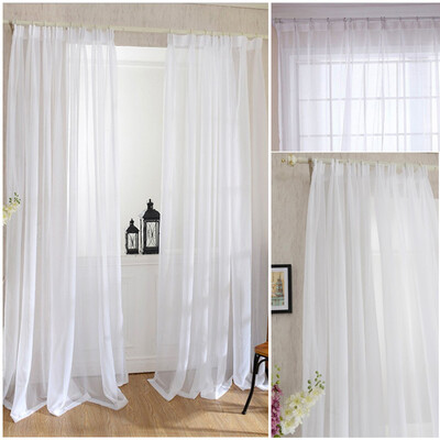 

Tulle Door Window Curtain Drape Panel Sheer Scarf Valances Elegant Sheer Voile