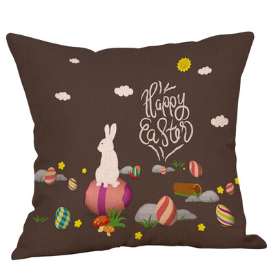 

〖Follure〗Happy Easter Bunny Pillow Cover Linen Sofa Cushion Cover Home Decor Pillow Case