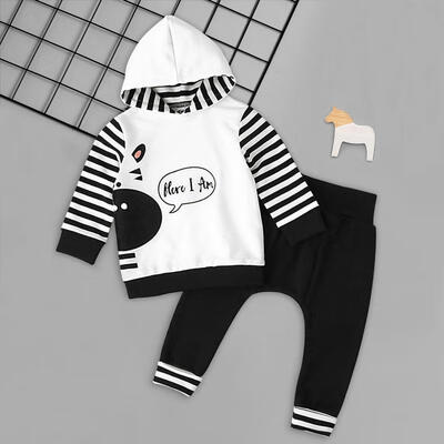 

Toddler Baby Boy Girl Clothes Autumn Winter Hooded TopsPants 2PCS Set Outfits