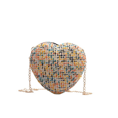 

Women Heart-shaped Shoulder Messenger Bag Luxury Wool Clutch Ladies Chain Strap Crossbody Bags Purse Small Handbag YJ