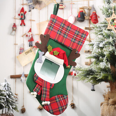 

Siaonvr Christmas Stockings Socks Santa Claus Plaid Big Hanging Candy Gift Bag