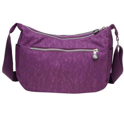 

Tailored Womens Fashion Solid Color Zipper Waterproof Nylon Shoulder Bag Crossbody Bag