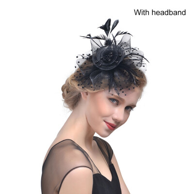 

New Hot Bridal Net Feather Hats Birdcage Net Wedding Headband Hats Bridal Fascinator Face Party Wedding Hair Accessories