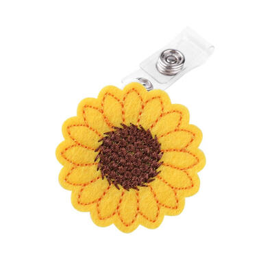 

ID Card Holder Sunflower Anti-Lost Keychain Buckle Pull Chain Badge Buckle