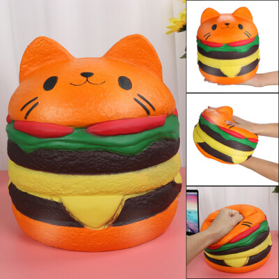 

YIWULASquishies Kawaii Jumbo Hamburger Cat Slow Rising Cream Scented Stress Relief Toy