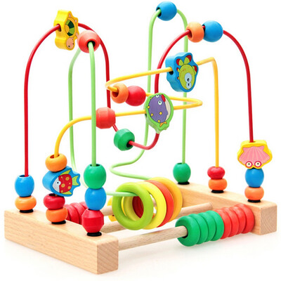 

YIWULAWooden Childrens Beads Candy Beads Puzzle Jigsaw Educational Toy For Kids