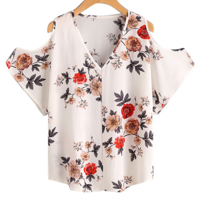 

Starmoon Women Summer Sexy Printed V-collar Top Fashion Short Sleeve T-shirt