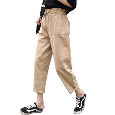 

Elastic high waist solid color casual pocket sweatpants