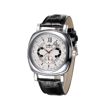 

WINNER Awesome Hand-winding Mechanical Watch Comfortable Leather Strap Trendy Brand Unisex Wristwatch