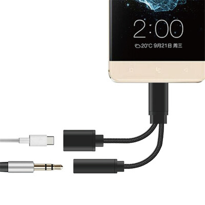 

2 in 1 USB-C to 35mm Audio Adapter 2 in 1 USB Type C Cable Fast Charge to 35mm Audio Jack Headphone Adapter Converter