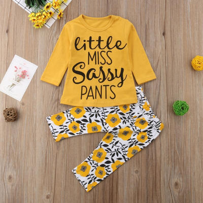 

Hot 2PCS Baby Newborn Girls Kids Outfit Clothes Tops T-shirt Floral Long Pants Set