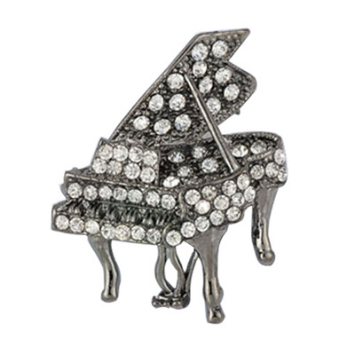

Romantic Elegant Alloy Gold-Color Men Women Brooch Ornament Crystal Piano Wedding Scarf Buckle Hijab Clothing Lapel Pins