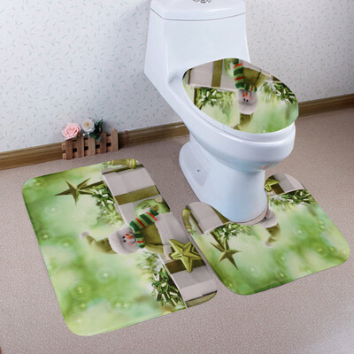 

Tailored 3PCS Christmas Bathroom Non-Slip Pedestal Rug Lid Toilet Cover Bath Mat Set