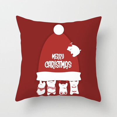 

Gobestart New Christmas Elk Santa Claus Christmas Tree Printing Cushion Home Pillowcase