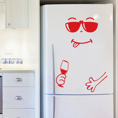

Toponeto Cute Sticker Fridge Happy Delicious Face Kitchen Fridge Wall Stickers Art