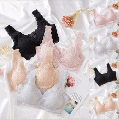 

Solid Color Sports Bras Lace Women Padded Wireless Yoga Gym Top Bra Running Vest