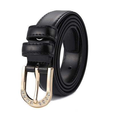 

Lady cowhide car stitching slender waist with womens leather rhinestone needle buckle belt fashion candy color decorative Belt