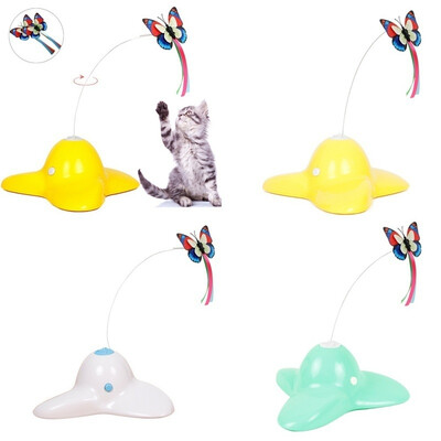 

Pet Cat Toys Electric Rotating Butterfly Interactive Toy Two Replacement Flashing Butterflies Cat Toy Spinning Teaser Toys