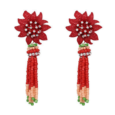 

Ethnic Style Flower Color with Bohemian Colorful Beads Drop Earrings Brincos For Women Hot Sale Jewelry