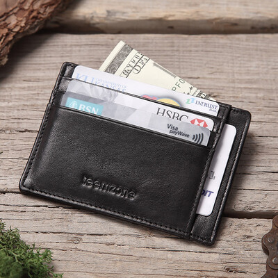 

Teemzone Tingzun card bag mens wallet first layer cowhide multi-card position coin purse ultra-thin mini document package drivers license set 863 black
