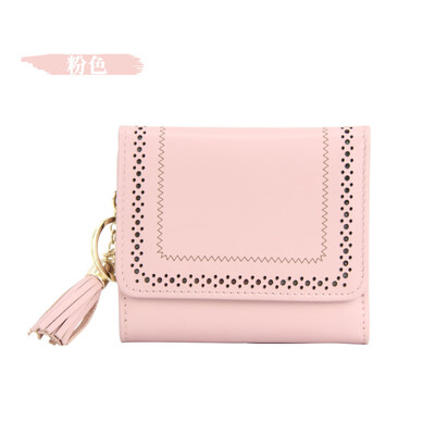 

2019 new top layer cowhide Europe&America ladies zipper leather purse leather key ring bag mini coin bag