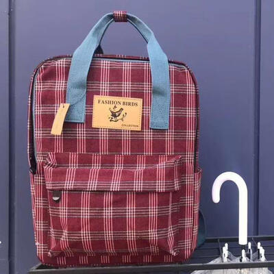 

Plaid Backpack Casual Travel Bag With Light Weight Large Capacity For Women - 14 Inches
