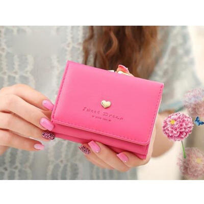

Short Section Ladies Purse PU Leather Mini Envelope Wallet Small Clutch Triple Folding Female Card Holder Wallet
