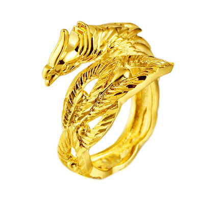 

His&Hers Dragon&Phoenix Rings Couples Promise Rings Adjustable Open Ring