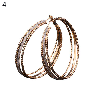 

Women Dull Polish Hoop Earrings Circle Round Night Club Statement Jewelry Gift