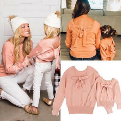 

Family Matching Outfits Mother Daughter Winter Knit Warm Sweater Jumper Tops