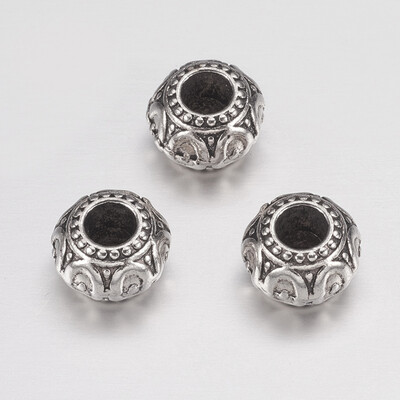 

Alloy European Beads Cadmium Free & Nickel Free & Lead Free Rondelle Antique Silver 10x657mm Hole 3mm