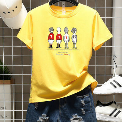 

Women Round Collar Cartoon Print Loose Short Sleeve Casual T-Shirt Simple Wild Tops