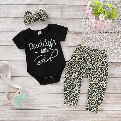 

US Toddler Baby Girl Infant Clothes Romper Top Leopard Print Pants Outfits 0-24M
