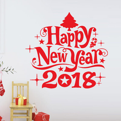 

Tailored New Year 2018 Merry Christmas Wall Sticker Home Shop Windows Decals Decor