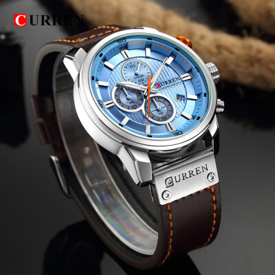 

Gobestart Waterproof Calendar Quartz Watch Round True Three Eyes Mens Business Watch