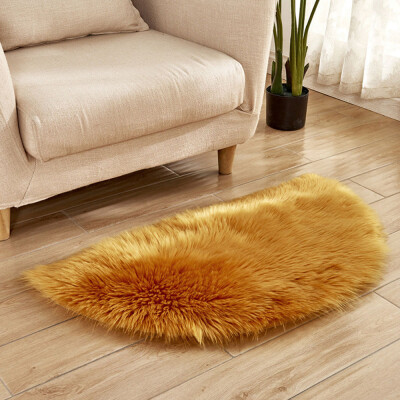 

Gobestart Wool Imitation Sheepskin Rugs Faux Fur Non Slip Bedroom Shaggy Carpet Mats