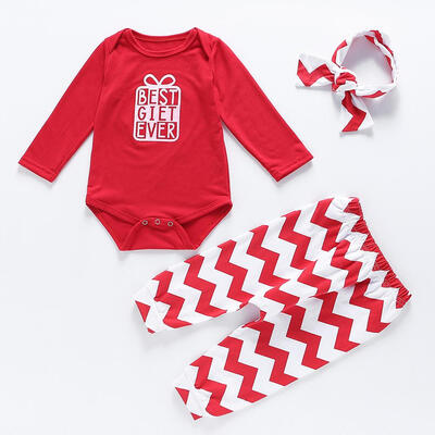 

3pcs Boys Girls Clothing Set Wave Print Cute Casual Rompers Pants Headband