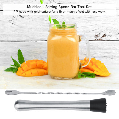 

Stainless Steel Bar Tool Set Cocktail Muddler Wine Mixing Twist Double-end Spoon BarwareCocktail Muddler Stainless Steel Muddler