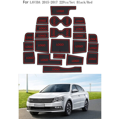 

22PCSSet Car Non-Slip Interior Door Pad Cup Mat Door Gate Slot Mat Replacement for Lavida 2015-2017 Car Styling