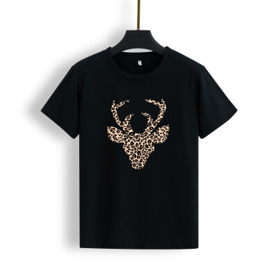 

Harajuku Cartoon Deer Print Tshirt Women Summer Round Collar Loose T-Shirt Short Sleeve Casual Simple Wild T-Shirt Fashion