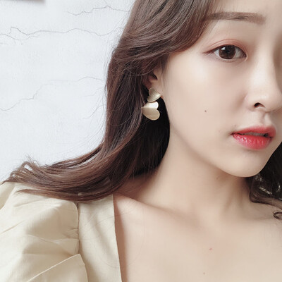 

2019 new brand design brushed metal double love earrings for women