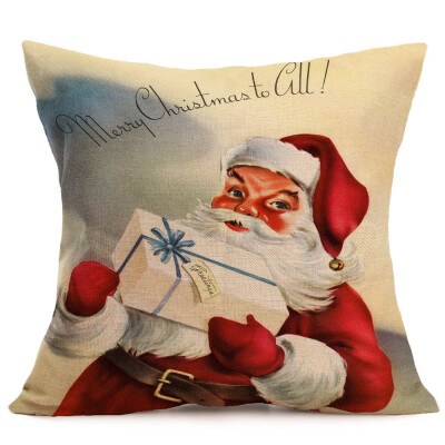 

〖Follure〗Merry Christmas Linen Santa Pillow Cases Sofa Cushion Cover Home Decoration