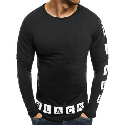 

Mens T-Shirt Cotton Tights Tops Long Sleeve Gym Bodybuilding Fitness Muscle Tee