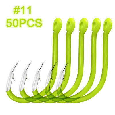 

50pcs Luminous Fishing Hooks Carbon Steel Glow In Night Fishing Hooks
