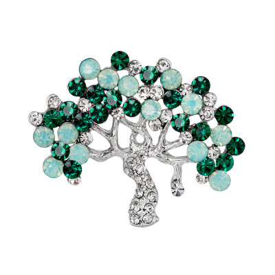 

Women Rhinestone Alloy Brooch Blooming Tree Shaped Pin Shirt Jacket Decorative Badge Breastpin