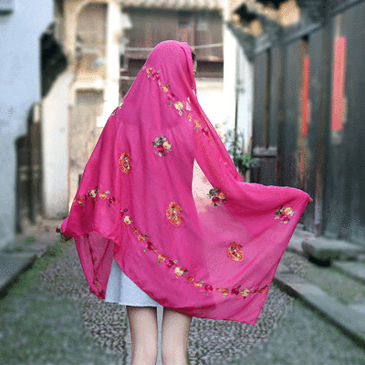 

Spring&autumn new national wind cashew flower cotton&linen scarf embroidery shawl retro embroidered silk scarf female travel shawl